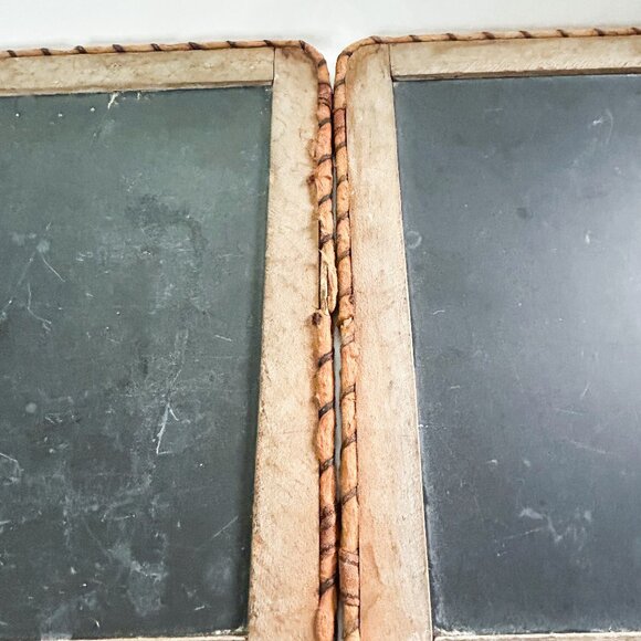 Antique Double Hinged 2 Sided Writing Slate with Wood Frame 1800's - Picture 10 of 12
